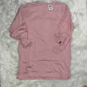 PINK slit-back long sleeve tee Extra Small XS